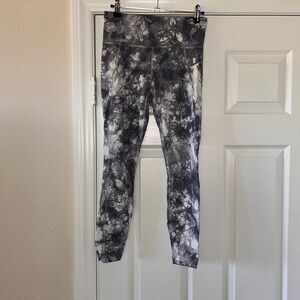 Athleta Marble Gray and White Leggings